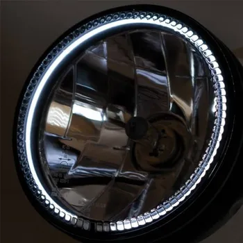 Osvětlení pro motocykl Přední světlo Skyline 5-3/4 na motorku s LED kroužkem černé, H4