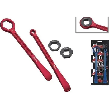 Nářadí na motocykly ACCEL sada montpáky (23+24cm) ALU7075 kované, s klíčem 10,13,22,27,32 mm barva modrá