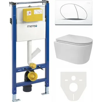 WC sada Mereo WC komplet pro sádrokarton s příslušenstvím MM02SETRA WC SET - modul pro sádrokarton, závěsné WC Rimless, sedátko, tlačítko MM20