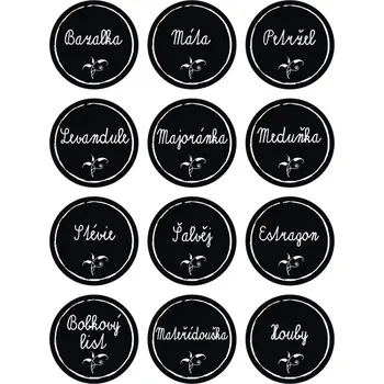 Samolepící etiketa Kulaté samolepky na kořenky II 12 ks 5 x 5 cm