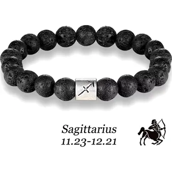 Náramek B-TOP Náramek z lávových kamenů s korálkem se znamením zvěrokruhu znamení: Střelec (23.11. - 21.12.)