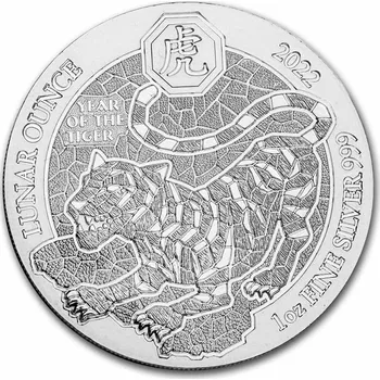 Stříbrná investiční mince Rok Tygra 1 Oz 2022 | Lunar Rwanda