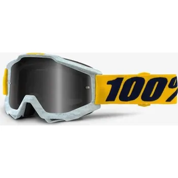 Motocyklové brýle MX brýle 100% Accuri Athleto bílá/mramor , stříbrné chrom + čiré plexi s čepy pro slídy