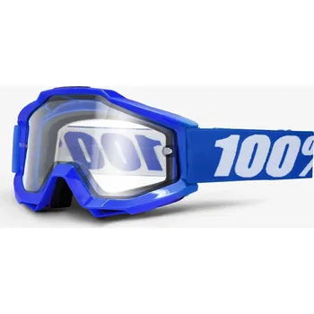Motocyklové brýle MX brýle 100% Accuri Reflex Blue modrá, čiré plexi s čepy pro slídy