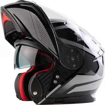 Helma na motorku MAXX HELMETS -FF 950 Helma s vyklápěcím integrálem černostříbrná M