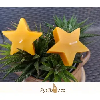 Svíčka Svíčka hvězda 100% včelí vosk (Tato svíčka byla vyrobena ručně z pravého včelího vosku vyčištěného do nejvyšší možné kvality.)