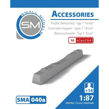 Modelová železnice pražec betonový - typ 1 malý (10ks) sma 040a