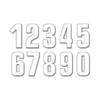 Samolepicí dekorace na vozidlo BLACKBIRD startovní číslo 16cm x 7,5cm jednoduché, barva bílá, číslo 1 (3 ks)