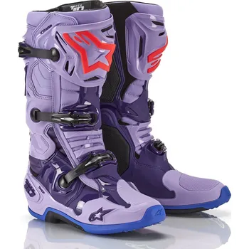 Moto obuv BOTY TECH 10 LIMITOVANÁ EDICE LASER, ALPINESTARS (FIALOVÁ/ČERVENÁ/MODRÁ) 2023 42