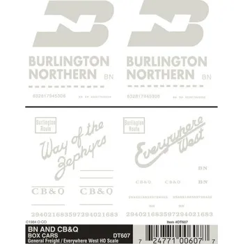 Modelová železnice propisot na nákladní vozy BN a CBQ Woodland Scenics DT607