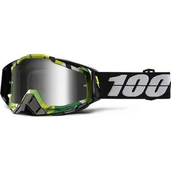 Motocyklové brýle MX brýle 100% Racecraft Bootcamp střírbné chrom + čiré plexi + chránič nosu + 20 strhávaček