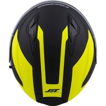 Helma na motorku Cassida Jet Tech Corso černá matná žlutá fluo otevřená přilba na motorku M