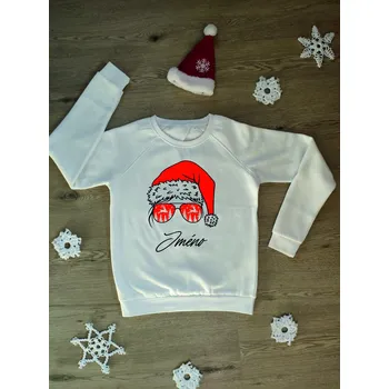 Dámská mikina Dámská mikina Vánoce Santa s brejlema se jménem Barva skladem: Bílá, Velikost: L