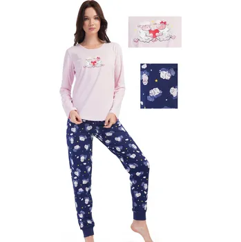 Dámské pyžamo Růžové i modré pyžamo pro ženy či dívky, počítání oveček - zamilované ovečky 1B2184 růžová l