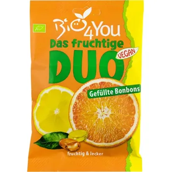 Bonbon Bio4You Ovocné bonbóny DUO pomeranč a citron 75 g bio