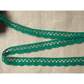 Krajka Snový svět Paličkovaná krajka bavlněná zelená TK0074-18mm