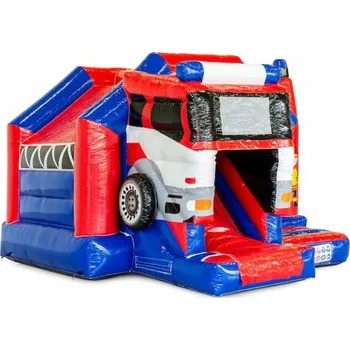 Skákací hrad Skákací Hrad se skluzavkou a stříškou | 4,9m x 4m | Hasičské auto