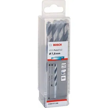 Vrták Vrták do kovu Bosch HSS PointTeQ Twist Speed, pr. 7.8 x 75 / 117 mm, 10ks (2608577246)