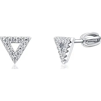 Náušnice Stříbrné náušnice trojúhelník se zirkony STNAU1592F