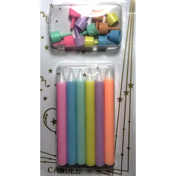 Dortová svíčka Dortové svíčky pastelové s držáky 12 ks SPHB