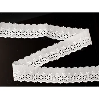 Krajka Snový svět Vyšívaná krajka bavlněná bílá TK0077-34mm