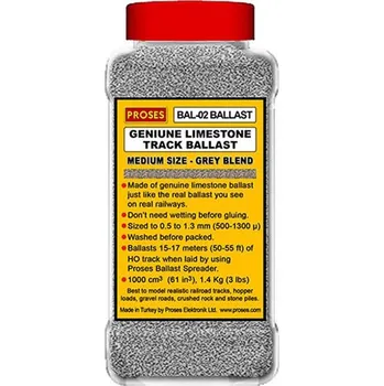 Modelová železnice vápencový štěrk 1,4kg středně šedý Proses PBAL-02