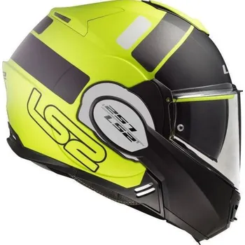 Helma na motorku LS2 FF399 VALIANT PROX MATT H-V YELLOW BLACK matná žlutá černá překlápěcí helma na motorku XS