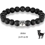 B-TOP Náramek z lávových kamenů s korálkem se znamením zvěrokruhu znamení: Beran (21.3. - 20.4.)