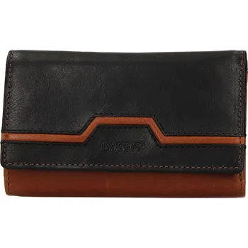 Peněženka Lagen dámská kožená peněženka střední černá-koňaková BLC/5305/222 COGNAC-BLACK