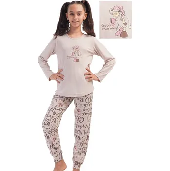 Béžové i hnědé ovčí dívčí pyžamo osplá ovečka GOOD MORNING 1F0964 béžová 170-176-15-16-let