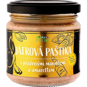 Játrová paštika s praženými mandlemi a amarettem - The Pelikans 170g