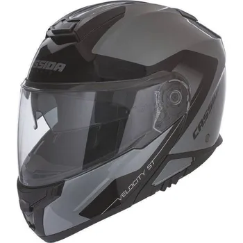 Helma na motorku Cassida Velocity ST 2.1 stříbrná titanium černá, plexi s přípravou pro Pinlock vyklápěcí helma M