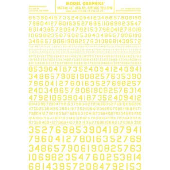 Modelová železnice propisot číslice USA Gothic žluté Woodland Scenics MG749