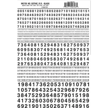 Modelová železnice propisot číslice Gothic R.R. černé Woodland Scenics MG726