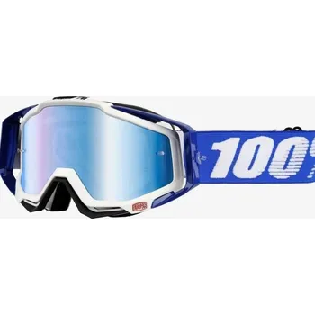 Motocyklové brýle MX brýle 100% Racecraft Cobalt Blue modré chrom plexi + čiré plexi + chránič nosu +20 strhávaček