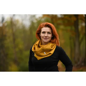 Šála Nelly lněná šála tunel kurkuma 45x75cm