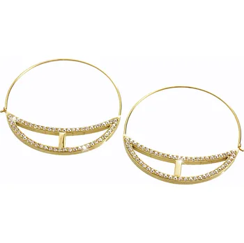 Náušnice JSB bijoux s.r.o. Zlaté ocelové náušnice kruhy zdobený spodek krystaly Swarovski Golden Shadow