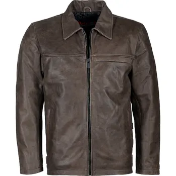 Pánská casual bunda Pánská Kožená Bunda Jasper Brown Cracker Brixton Hnědá Velikost: XL