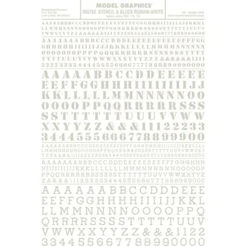 Modelová železnice propisot písmena Stencil & Block Roman bílá Woodland Scenics MG752