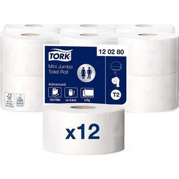 Tork 120280, Mini Jumbo, toaletní papír dvouvrstvý 12 ks bílý, 170m, T2