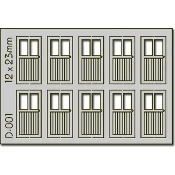 Modelová železnice dveře dvojdílné 12X23mm 10ks Proses PD-001