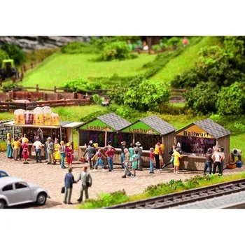 Modelová železnice prodejní stánky 3ks - doprodej Noch 66410