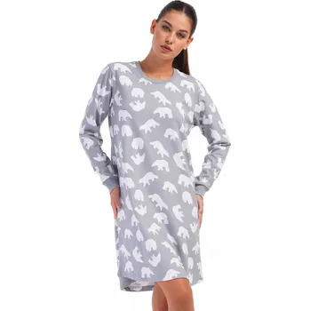 Dámská noční košile Noční košilka, teplá bavlna, lední medvědi 1TB0089 šedá l