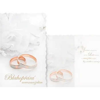 Přání svatební - zlaté prsteny