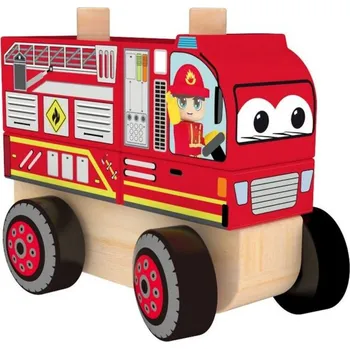 Dřevěná hračka J'ADORE Skládací Dřevěné hasičské auto