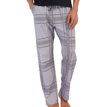 Pánské pyžamo Šedé kárované pyžamové kalhoty pánské z bavlny 1P1858 šedá xxl