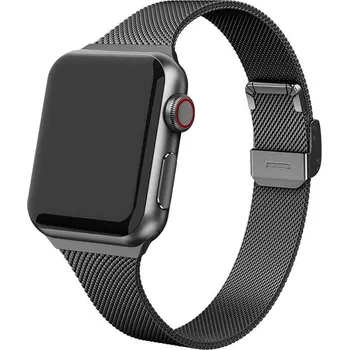 Řemínek na hodinky AW MILÁNSKÝ TAH SLIM pro Apple Watch - Černý Šířka uchycení řemínku: 38/40/41/42mm, Barva: Černý IR-AWMTT01