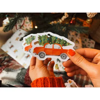 Jmenovka na stůl ePiPí Jmenovka na dárky - Vánoční auťák