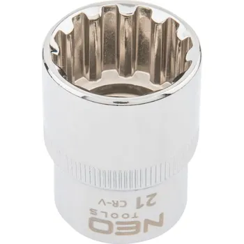 Gola hlavice Zásuvka drážkovaná 1/2", 21 mm 08-593 NEO TOOLS
