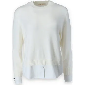 Dámský svetr Svetr s podšitou košilí 8036 Itálie barva: bílá-smetanová, velikost: L/XL